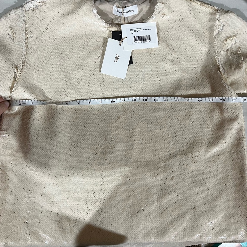 The Frankie Shop New Cream Sequin Mini Dress Riley Large - Picture 9 of 11